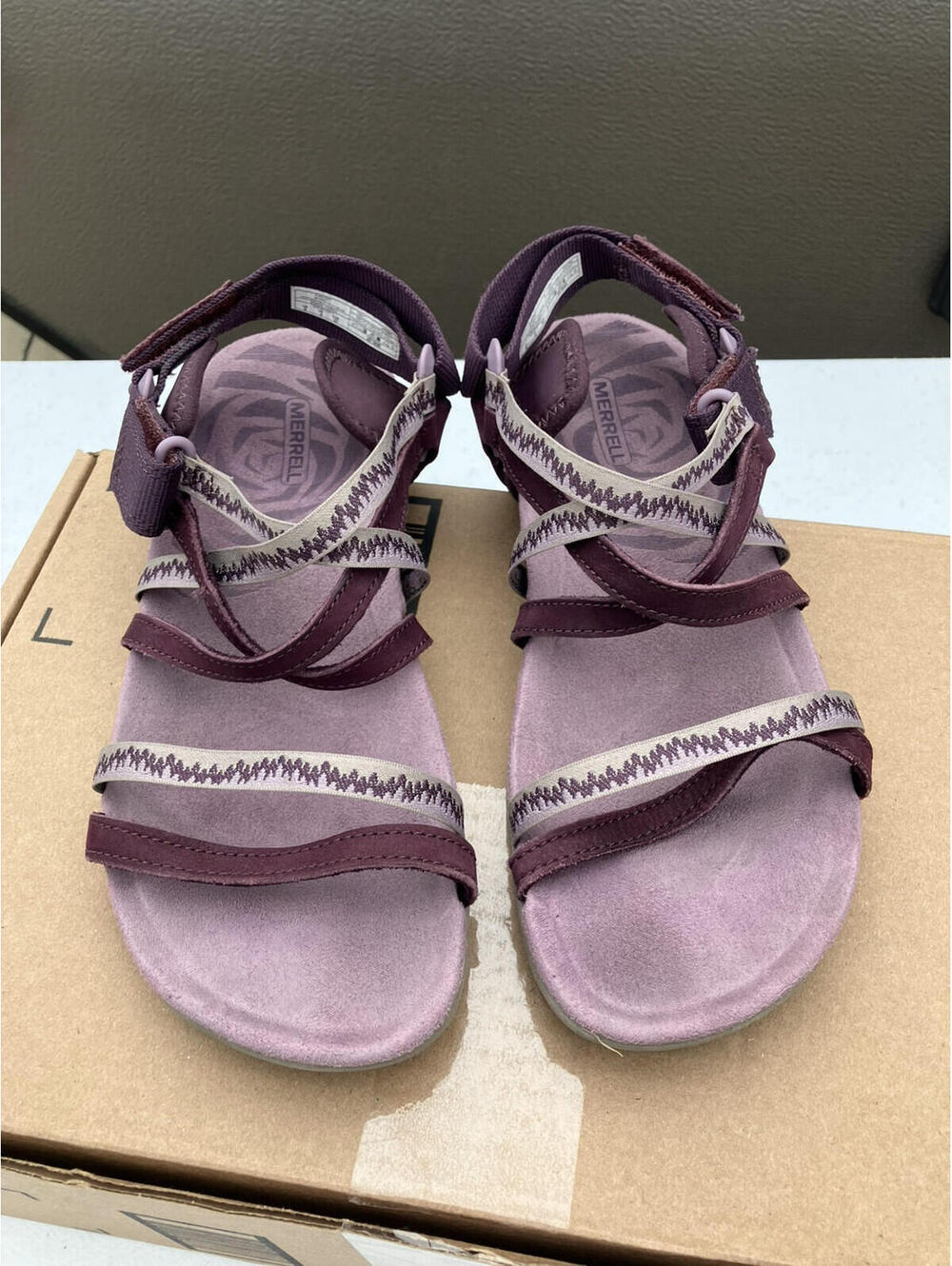 Merrell Women's Size 6 Terran 3 Cush Lattice Sandals Burgundy Leather J005662 - Picture 6 of 8